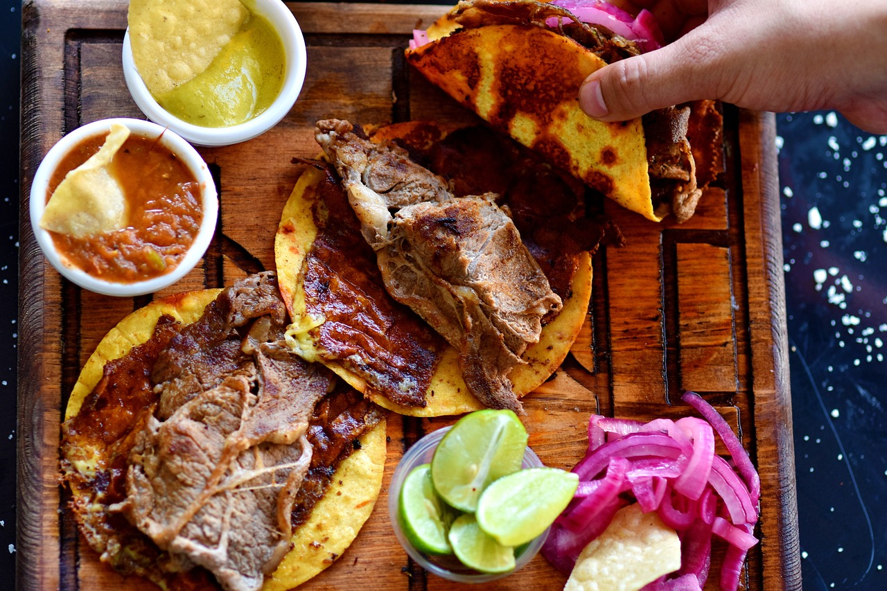 Authentic Mexican street tacos preparation